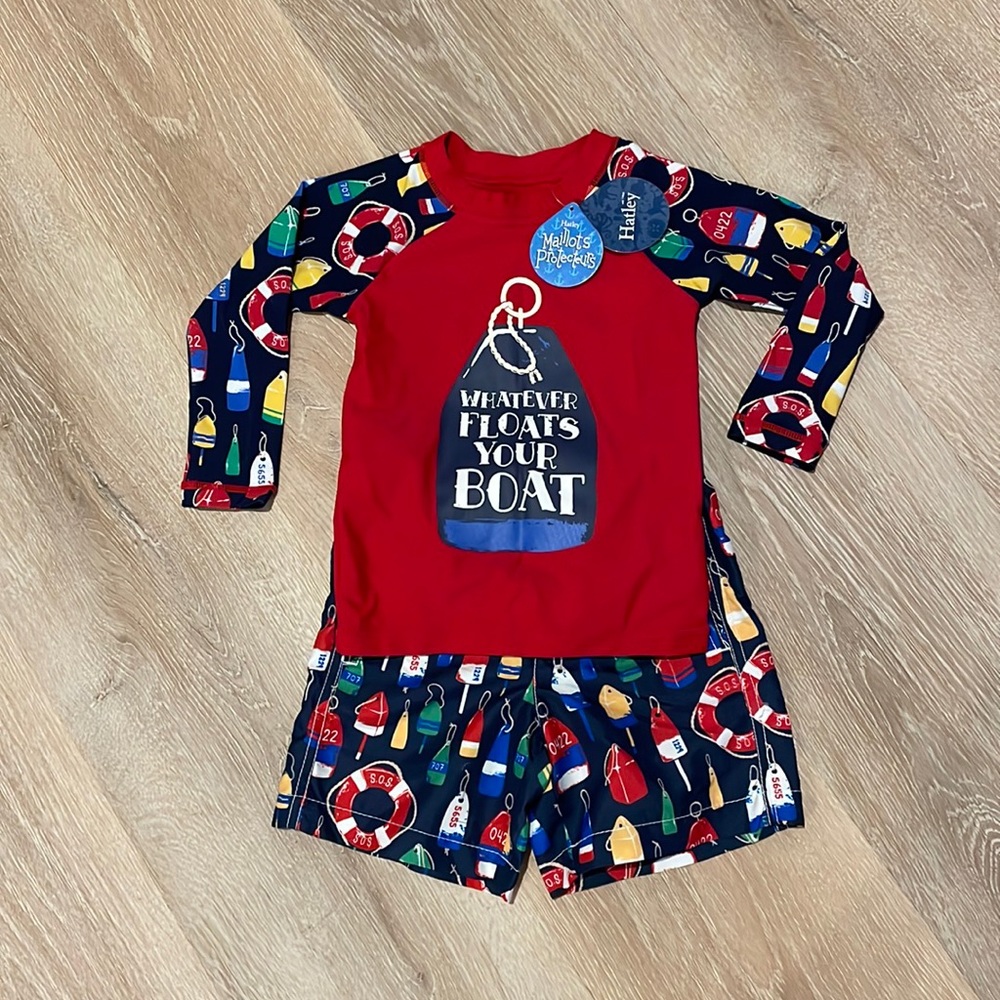 NWT Hatley Swimset // Rashguard and Shorts 3T